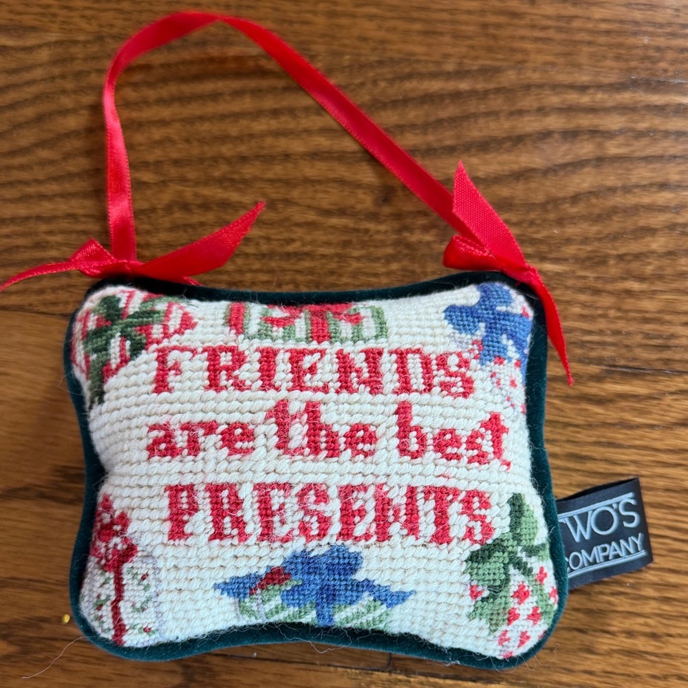 Two's Company cross stitch ornament Friends are the best Presents